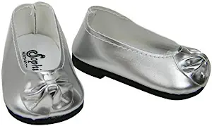 Shiny Metallic Silver Patent Bow Doll Shoe, Fits 18 [...]