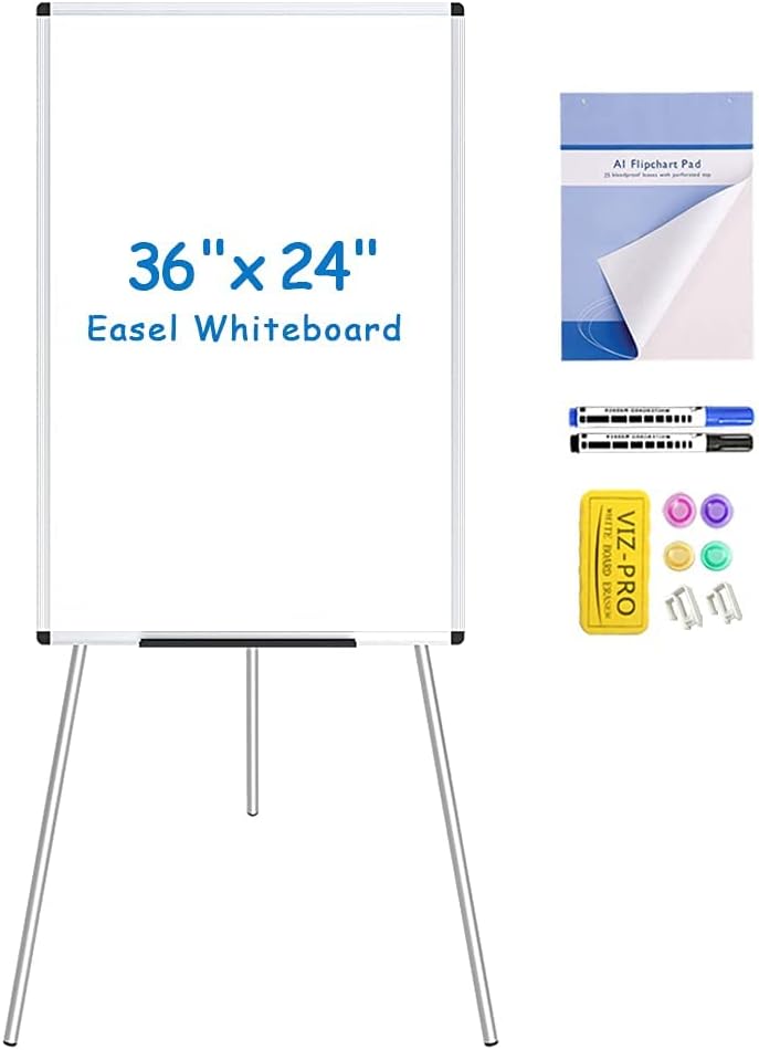 VIZ-PRO Whiteboard Easel, 36 x 24 Inches, Portable Dry [...]
