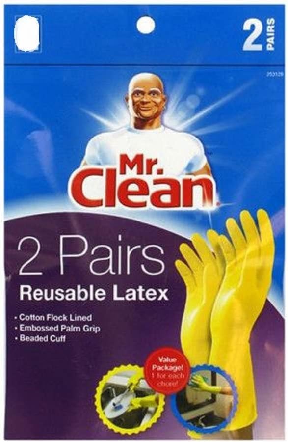 Mr. Clean Large Reusable Latex Gloves, 2 Color, 2 Pairs