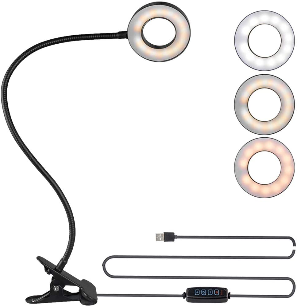 Bekada Clip on Desk/Ring Light with Clamp for Video [...]