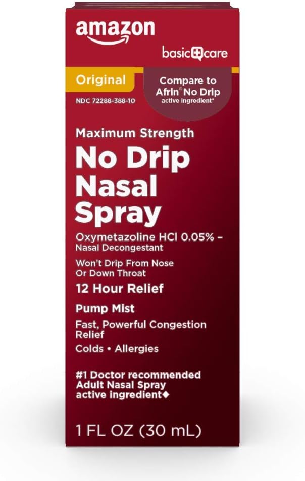 Amazon Basic Care No Drip Nasal Spray, Oxymetazoline [...]