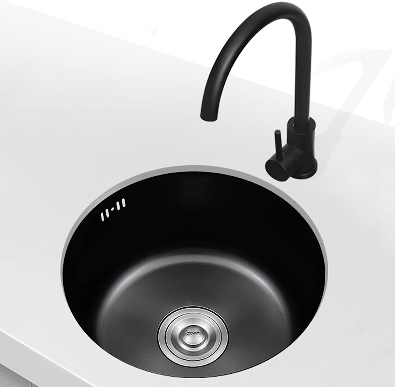 WooDeY Inset/Undermount Kitchen Sink Black Round Sink [...]