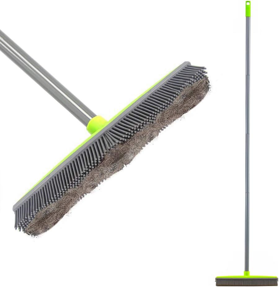 LandHope Push Broom Long Handle Rubber Bristles [...]