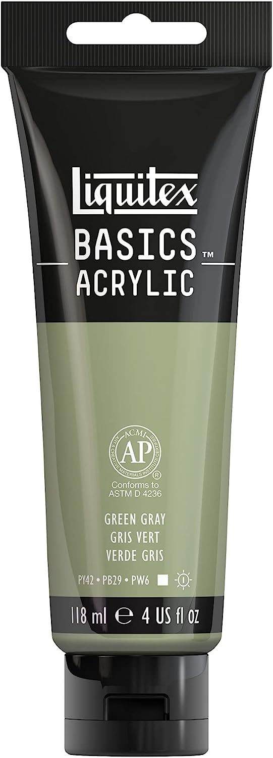 Liquitex BASICS Acrylic Paint, 118ml (4-oz) Tube, Green Gray