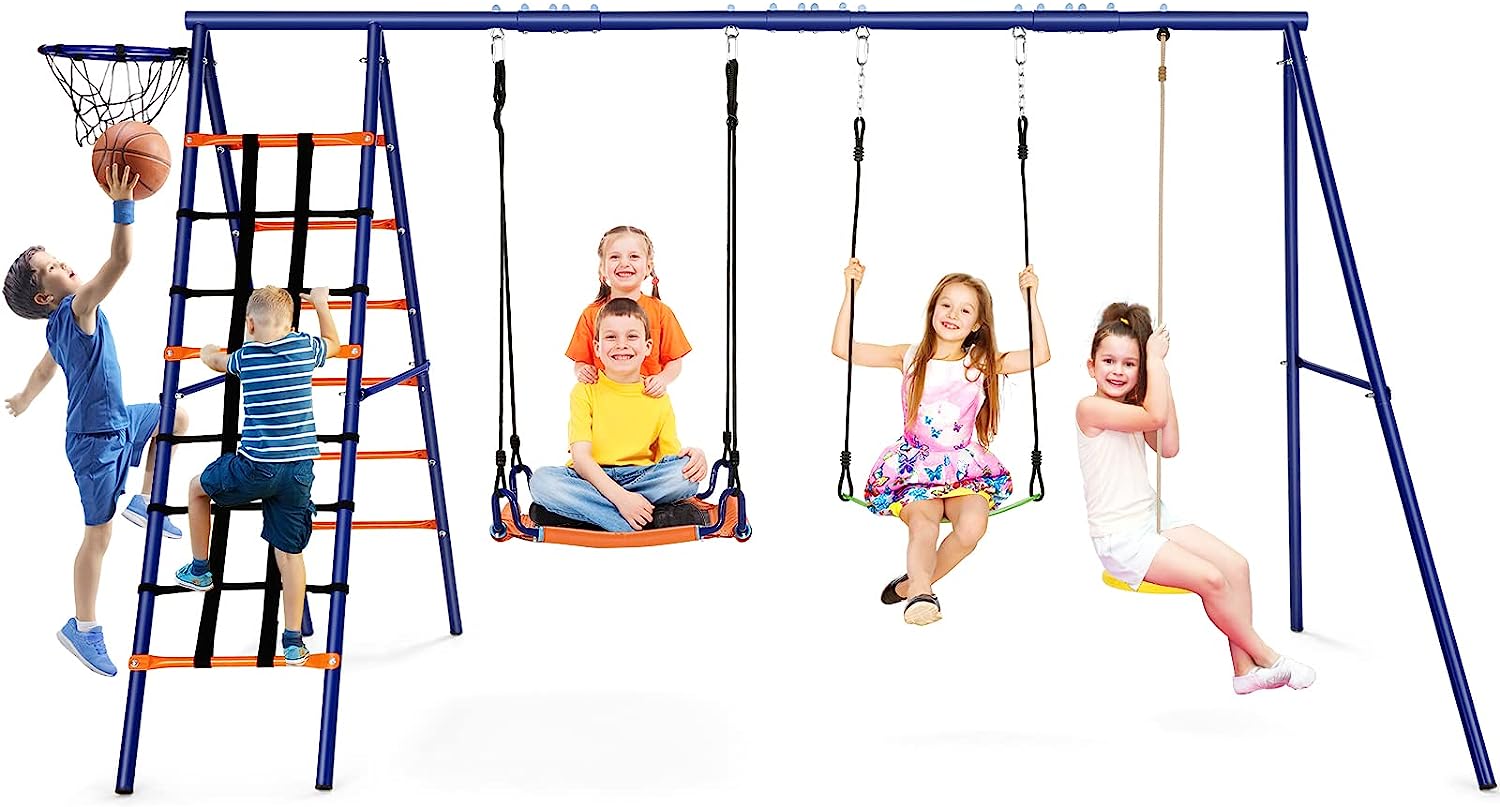 Swing Sets for Backyard, 6 in 1 Playground Sets, [...]