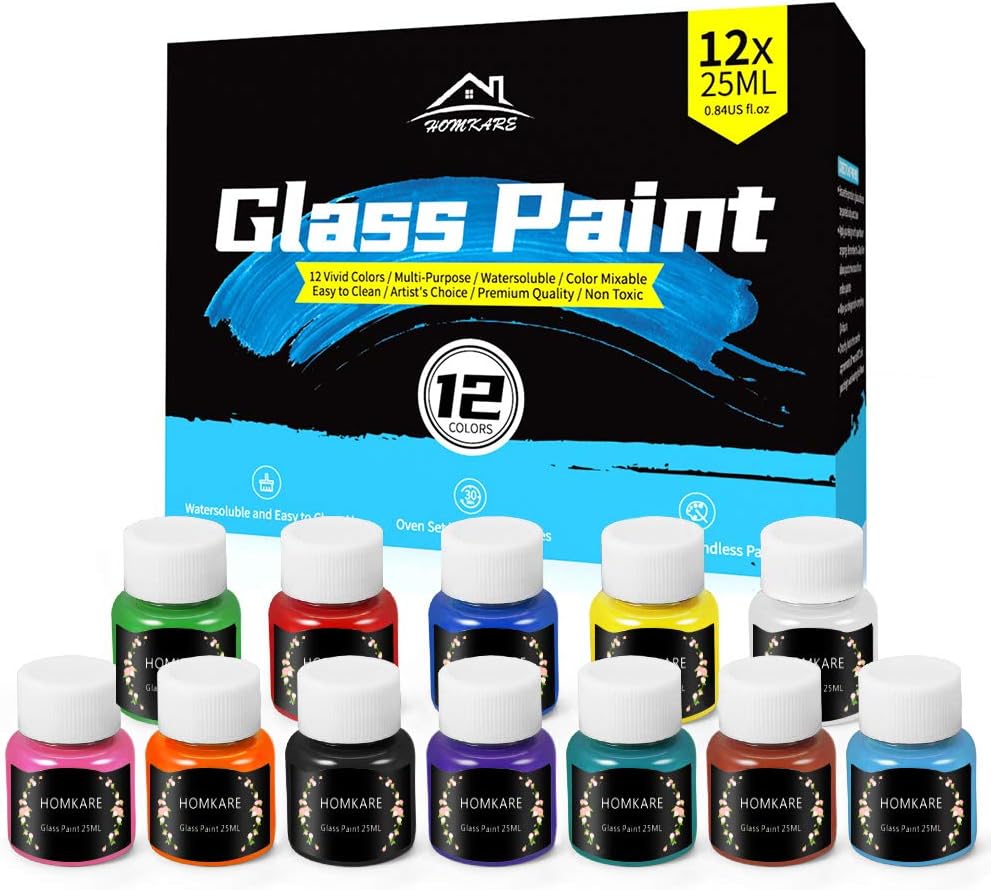 Glass Paint, 12 Colors Vibrant Glass Paint for Wine [...]
