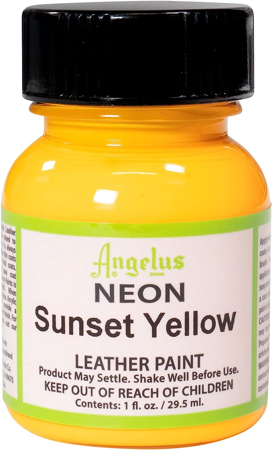 Angelus Neon Leather Paint Sunset Yellow, 1oz