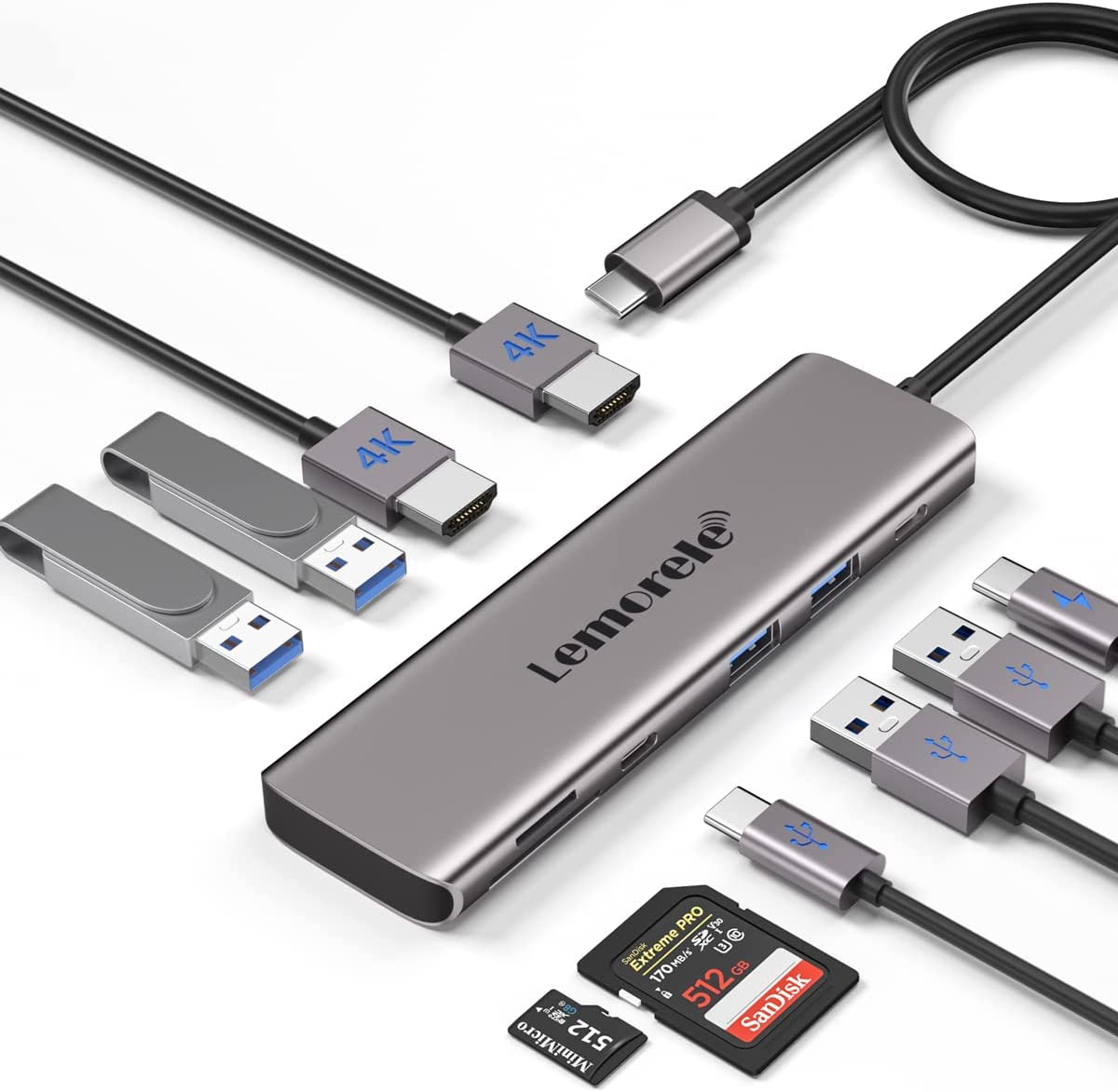 Lemorele USB C to Dual HDMI Adapter, 10-in-1 USB C [...]