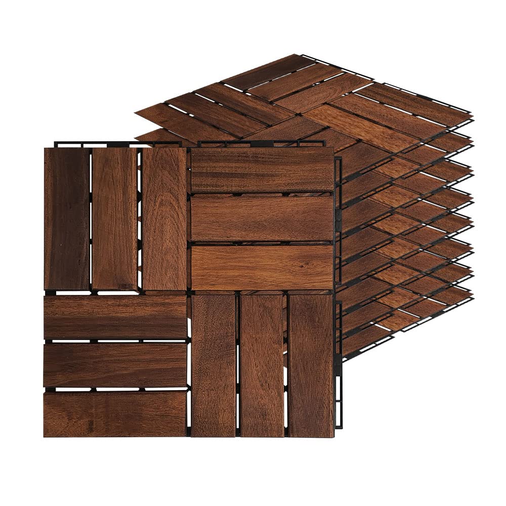 Acacia Hardwood Interlocking Deck Tiles - Walnut Grid [...]