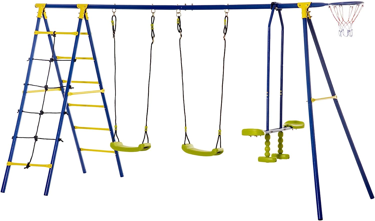 Outsunny Kids Metal Swing Set for Backyard, Outdoor [...]