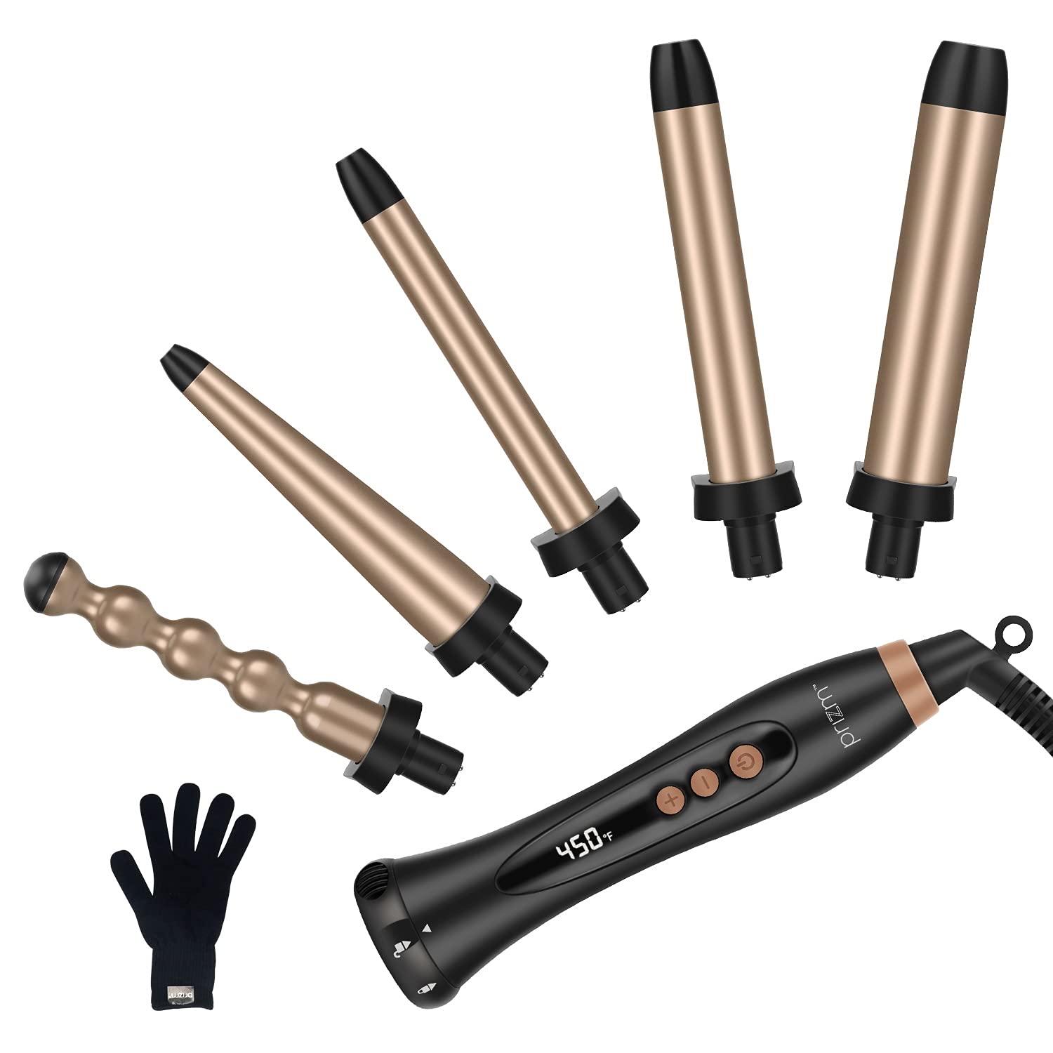Prizm 5-in-1 Curling Iron Wand Set, LED Display, 11 [...]