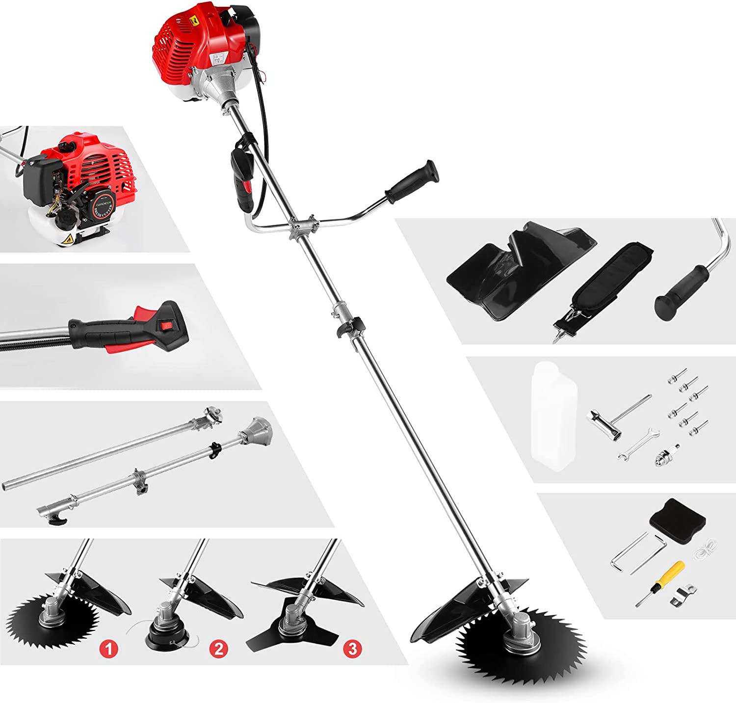 COOCHEER 58cc Weed Eater, 2-Cycle Cordless Gas Powered [...]