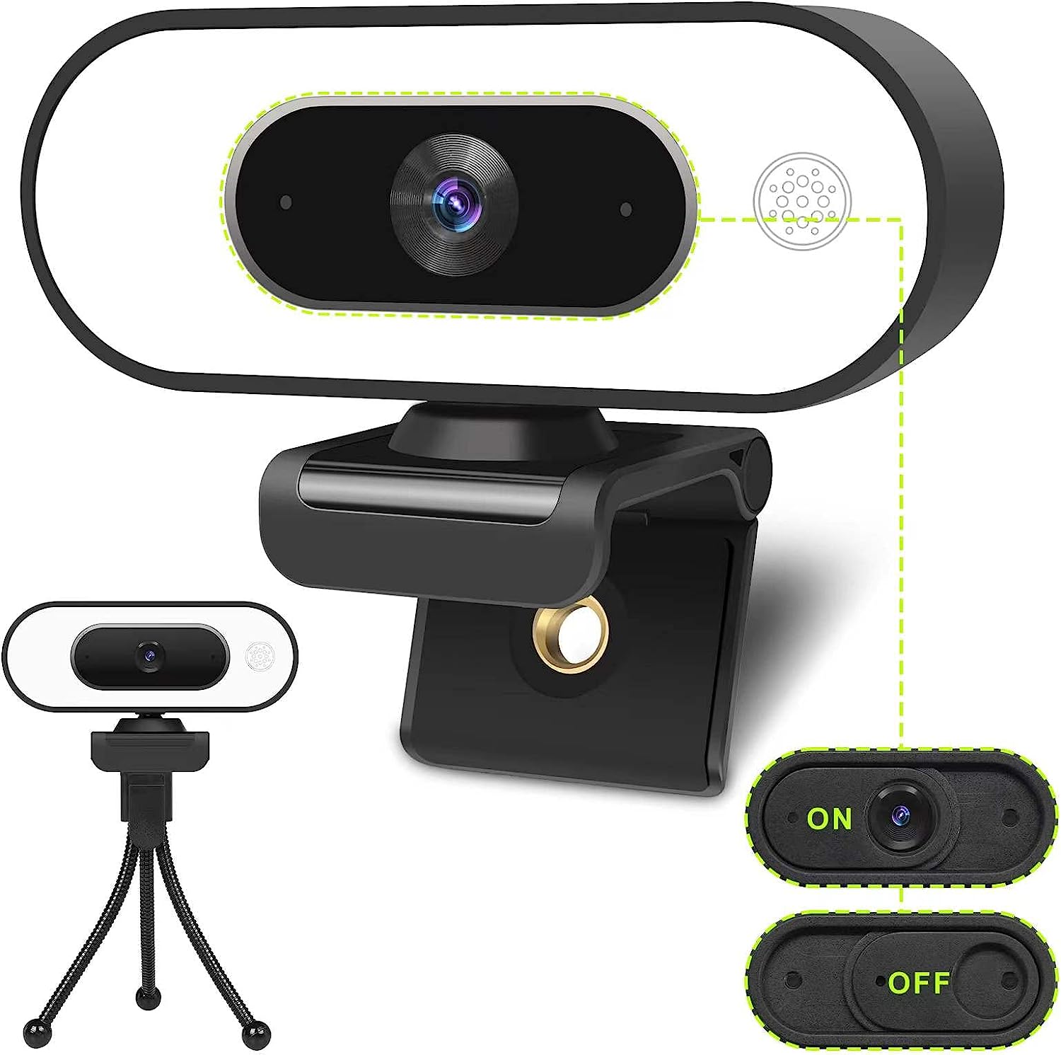 Webcam with Ring Light Microphone - Streaming Web [...]