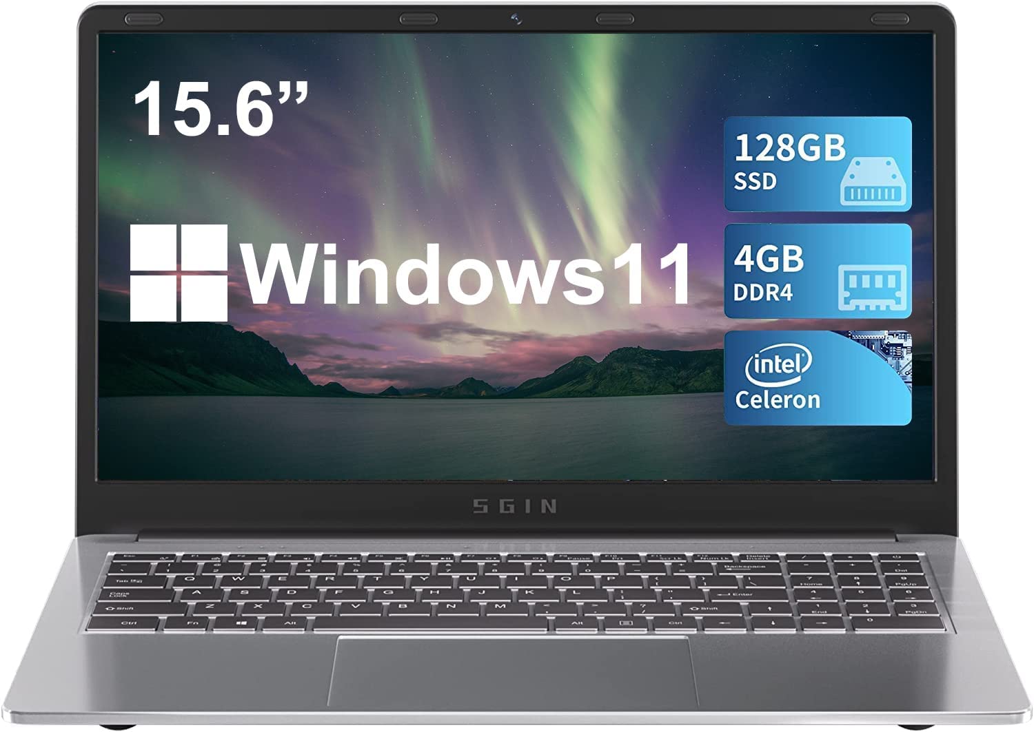 SGIN 15.6 Inch Laptop, 4GB DDR4 128GB SSD Windows 11 [...]