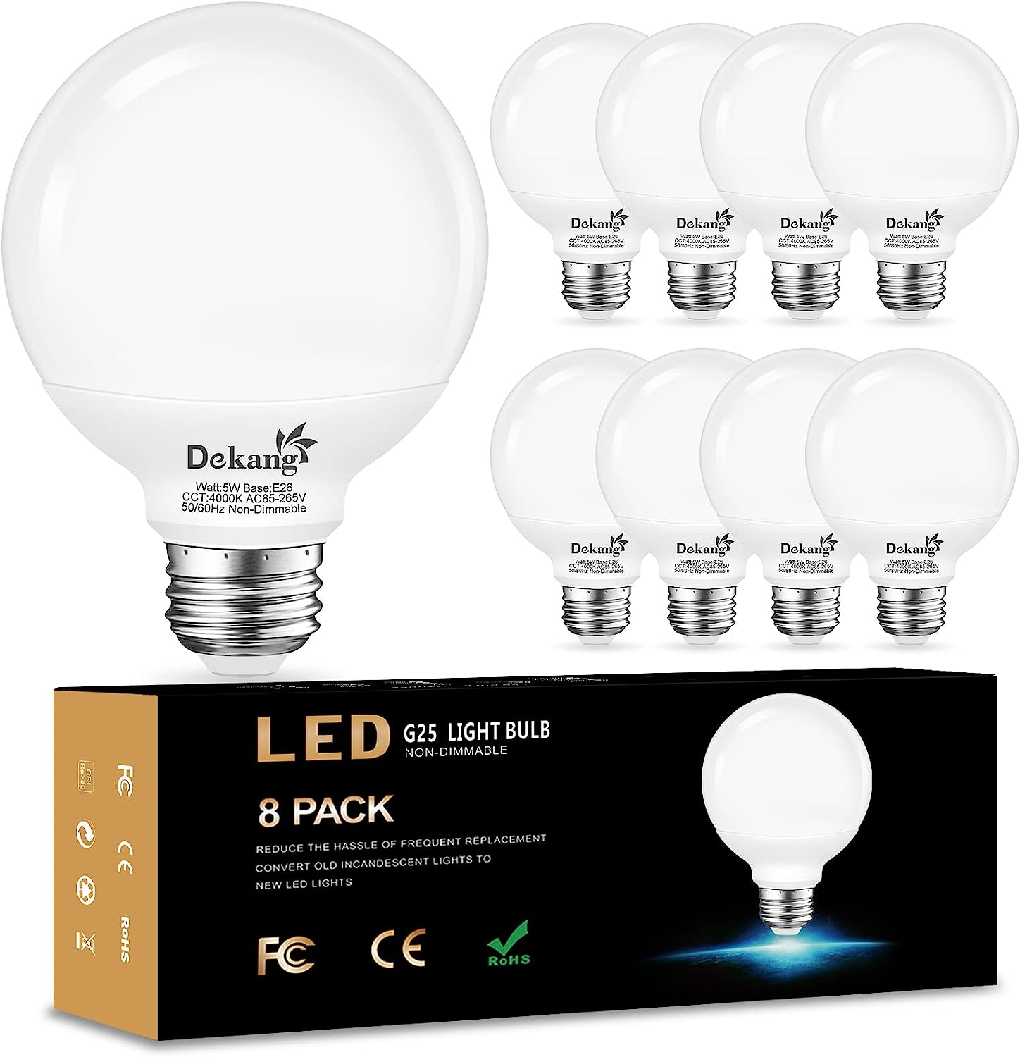Dekang 8 Pack LED Vanity Light Bulbs for Bathroom [...]