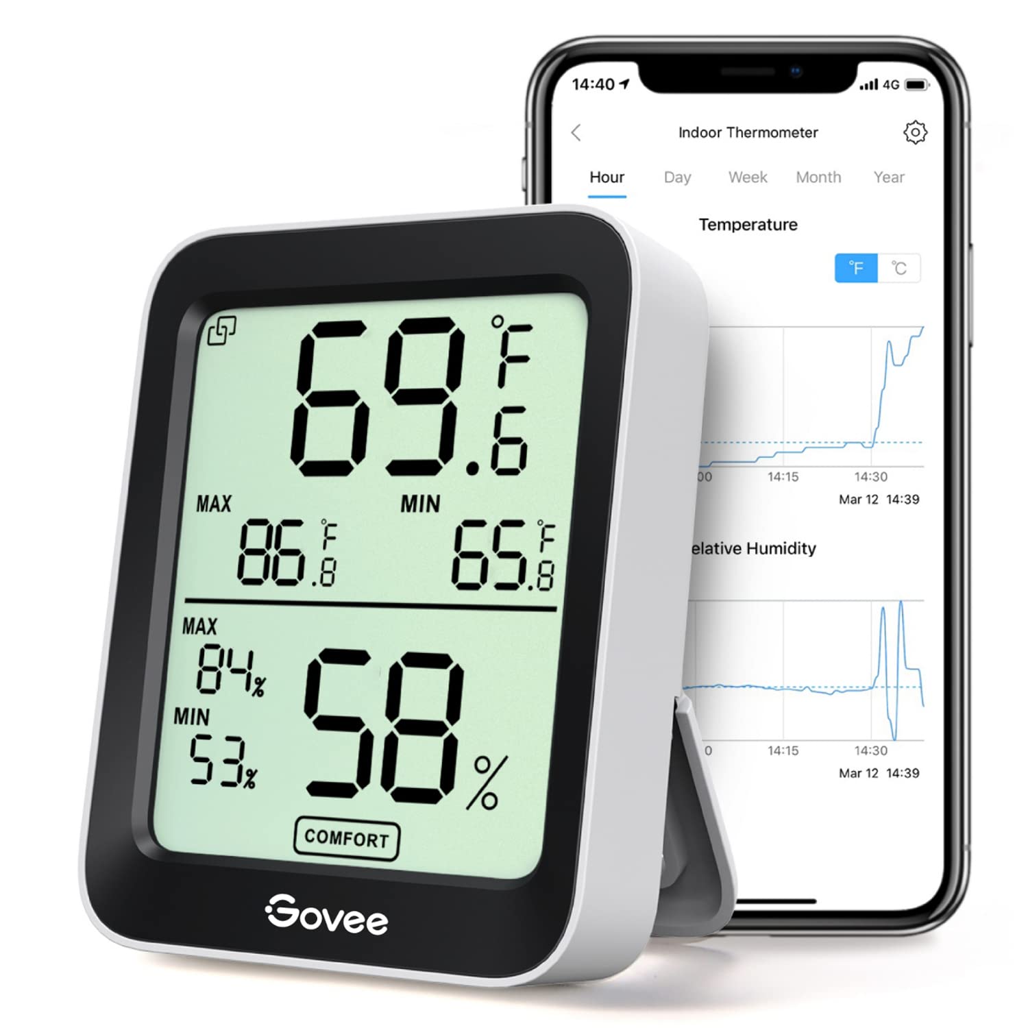 Govee Hygrometer Thermometer H5075, Bluetooth Indoor [...]