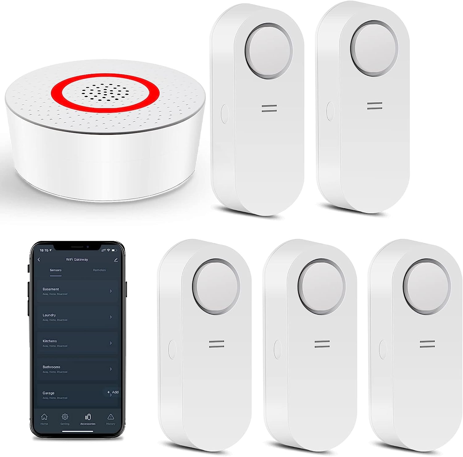 AGSHOME Water Detector Alarm, WiFi Water Sensor 5-Pack [...]