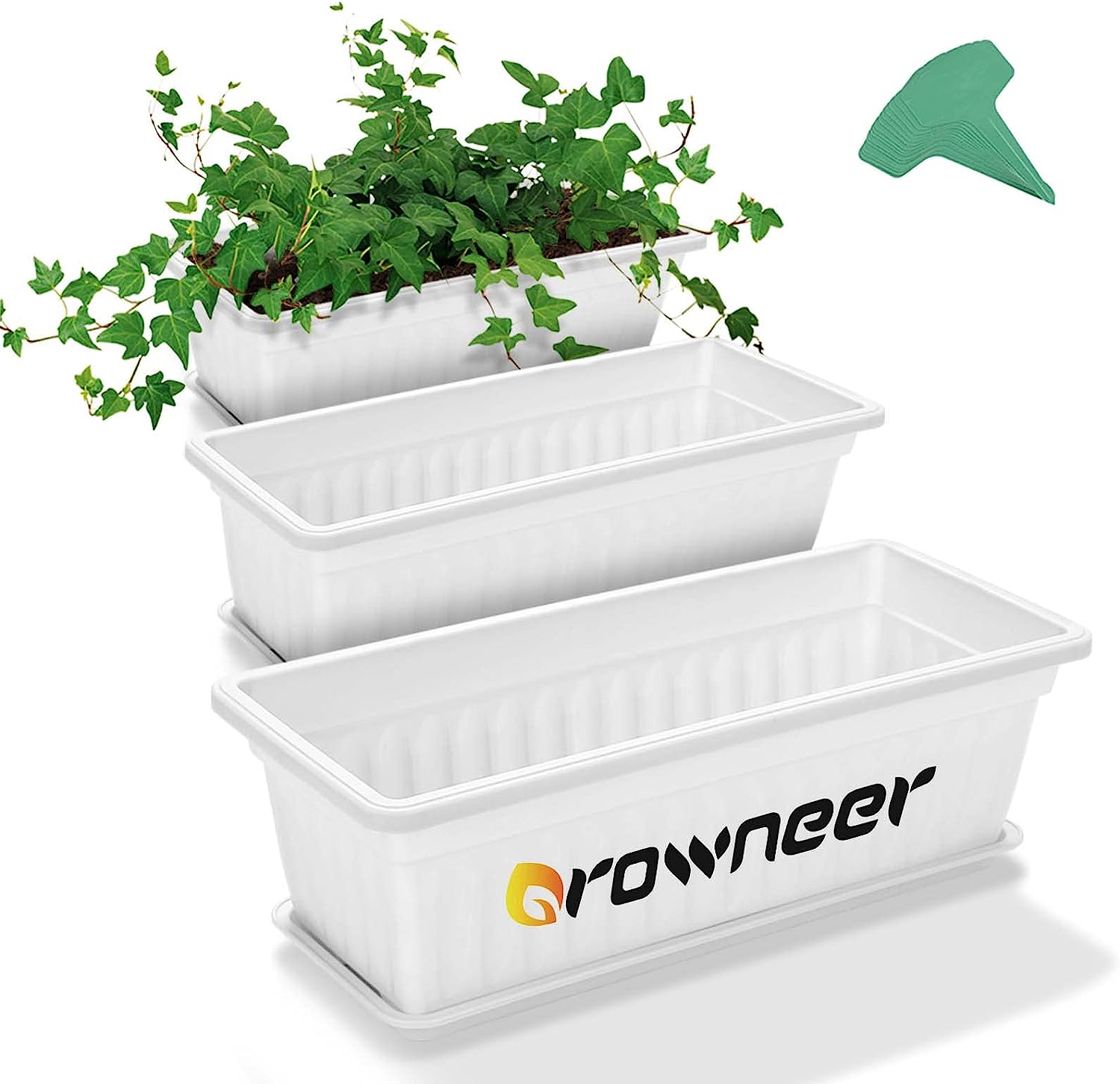 GROWNEER 3 Packs 17 Inches White Flower Window Box [...]