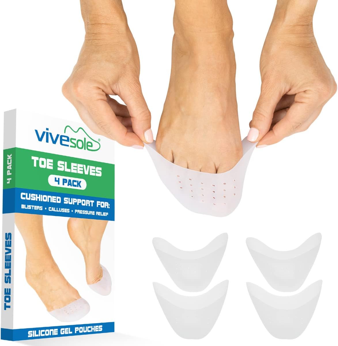 Vivesole Toe Sleeves 4 PCS- Silicone Gel Sock Pads - [...]