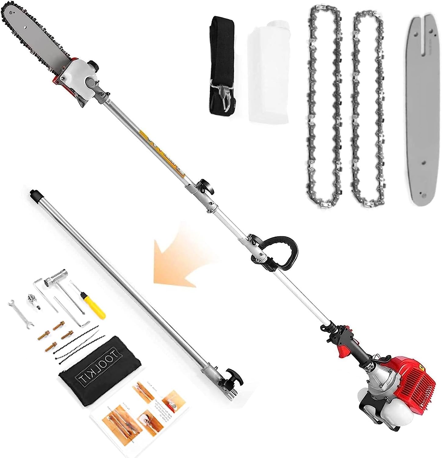 Pole Saw Gas Powered 58CC Extendable Long Reach to [...]