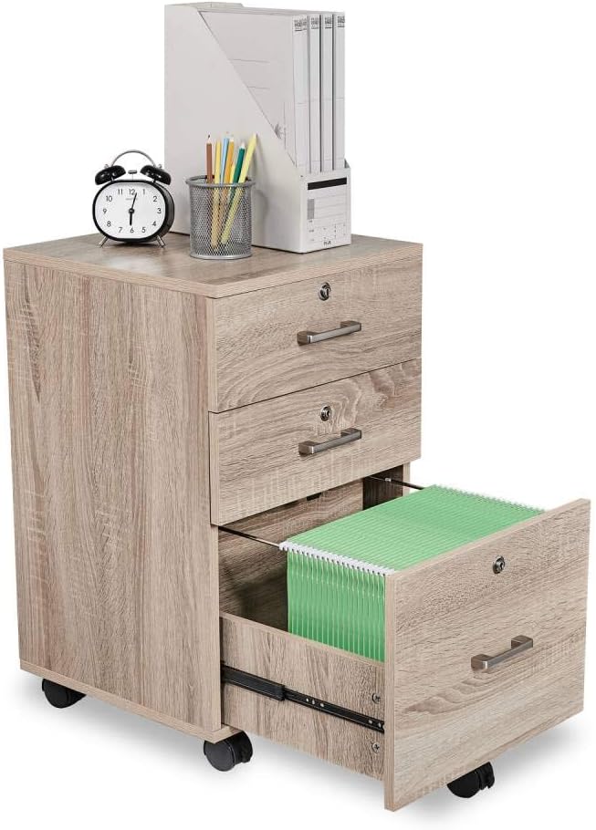 Bonnlo Upgraded 3-Drawer Rolling Wood File Cabinet [...]
