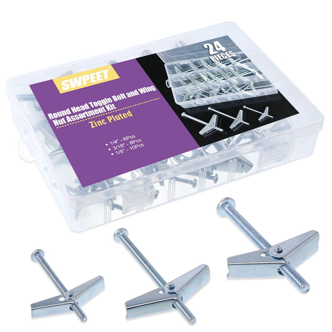 Swpeet Assorted 24 Pcs Toggle Bolt and Wing Nut Kit [...]