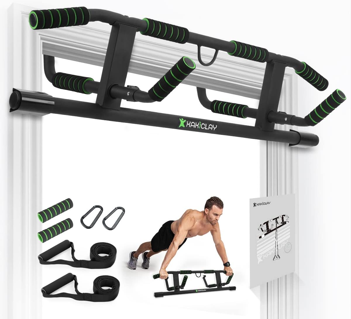 KAKICLAY 2023 Upgrade Multi-Grip Pull Up Bar with [...]