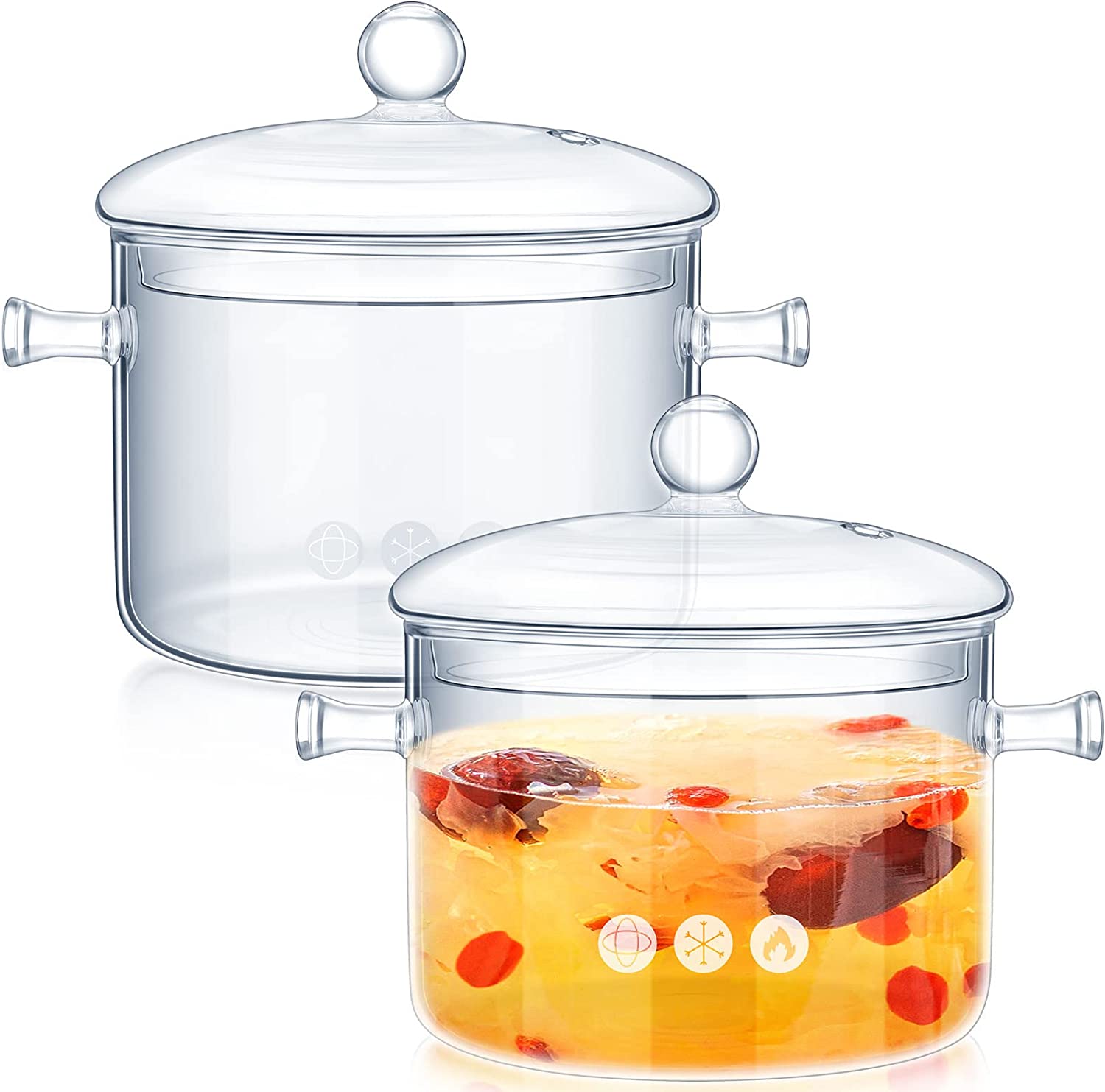 2 Pcs Glass Pots for Cooking on Stove Set Glass [...]