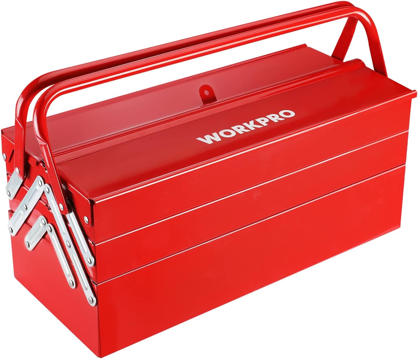 WORKPRO Metal Tool Box, 18-inch Cantilever Folding Red [...]