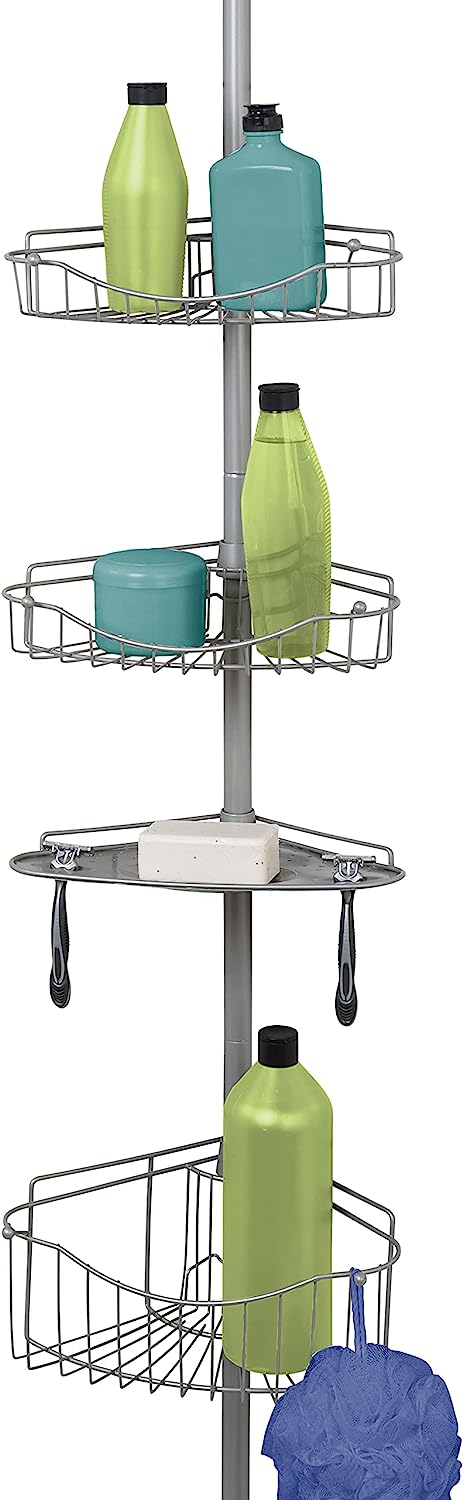 Zenna Home Tension Pole Shower Caddy, 3 Basket Shelves [...]