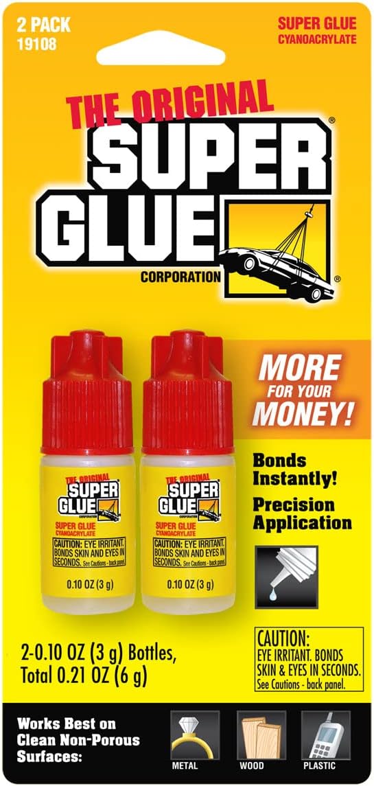 Super Glue Liquid - Clear - Two 3 Gram Bottles - (Pack of 2)