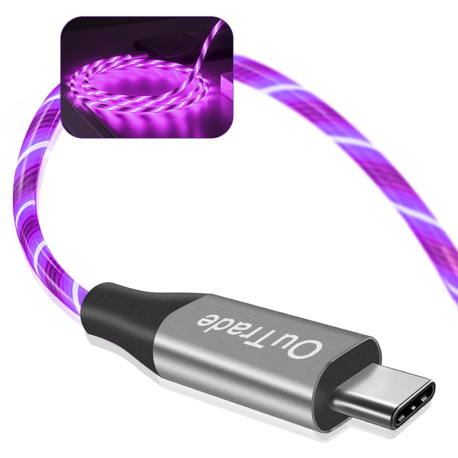 OuTrade USB Type C Cable, 3A LED Light Up Fast Charge [...]