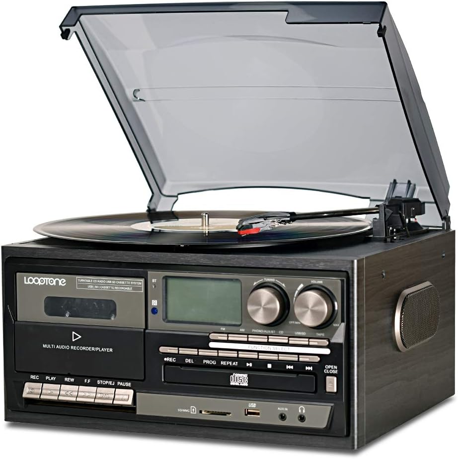 LoopTone Vinyl Record Player 9 in 1 3 Speed Bluetooth [...]