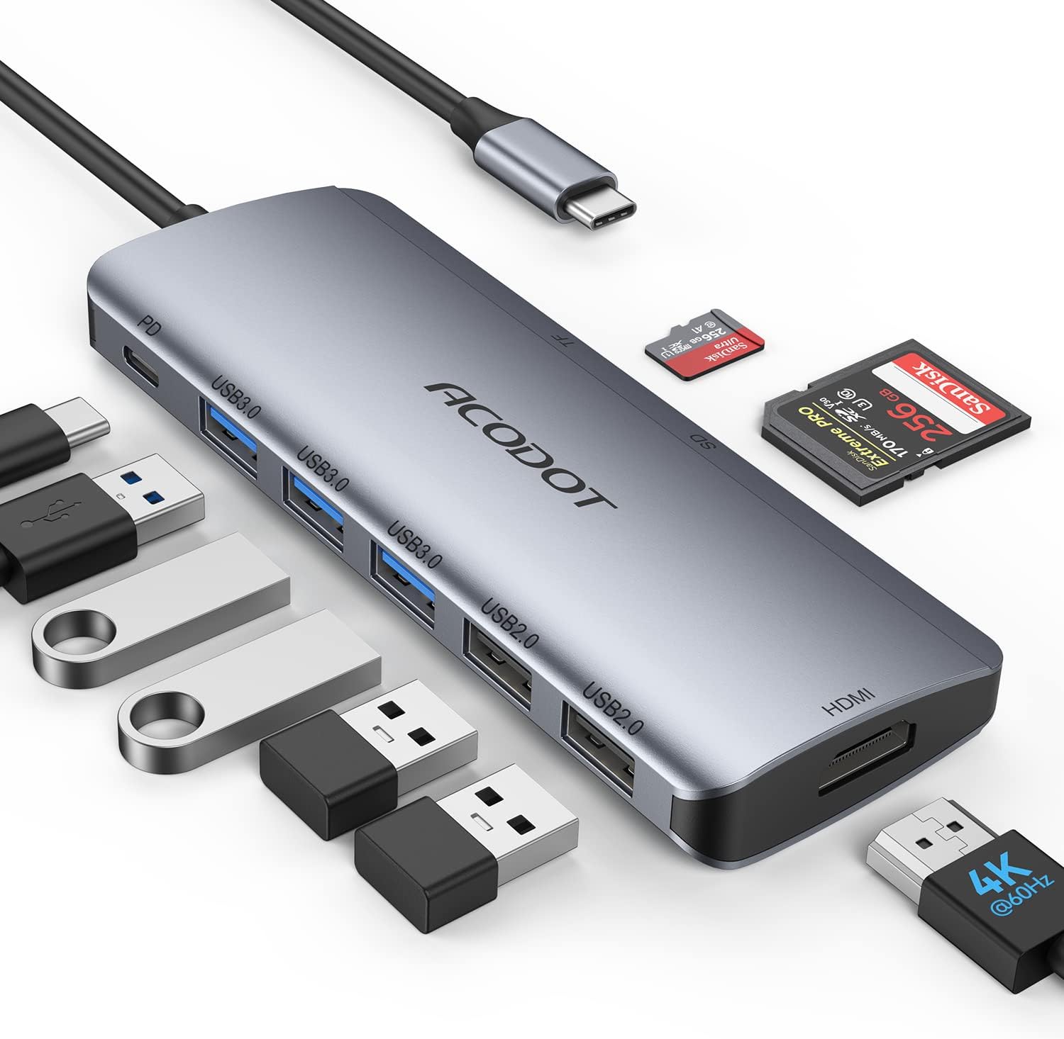 USB C Hub, Acodot 9 in 1 USB C to 4K@60HZ HDMI [...]