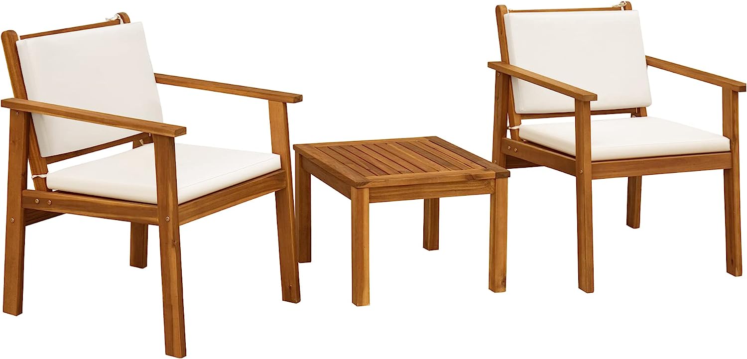 Flamaker Patio Chairs 3 Piece Acacia Wood Patio [...]