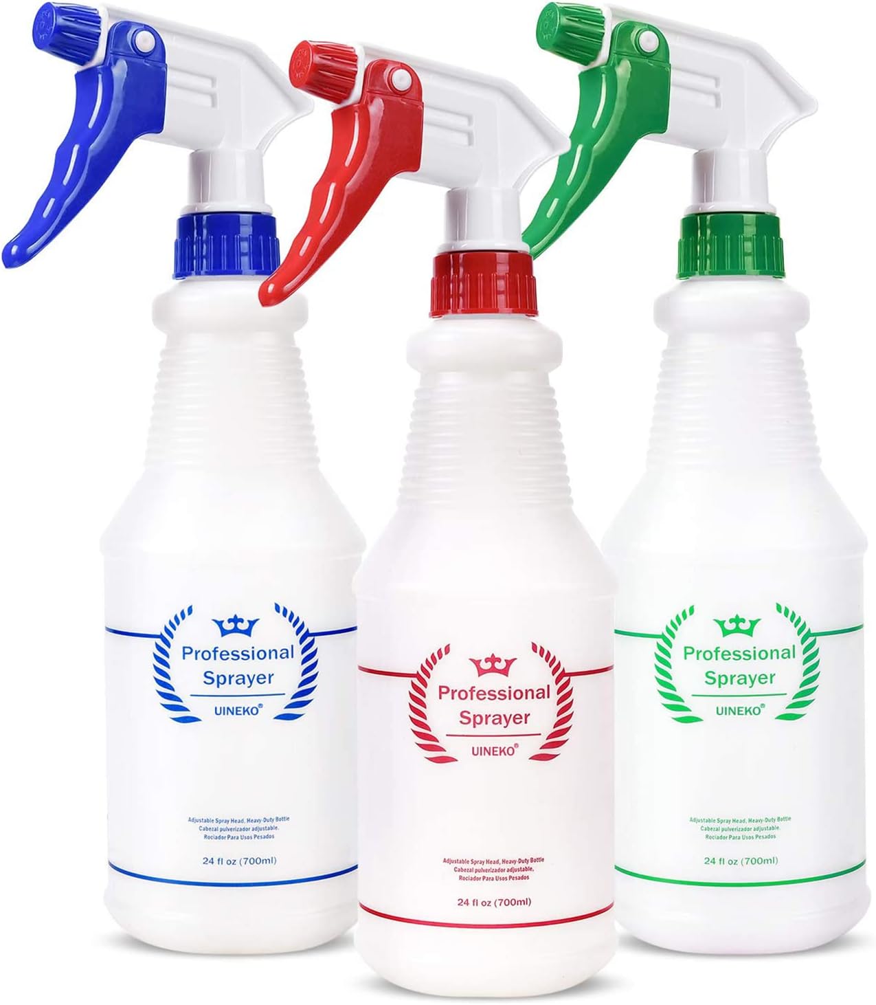 Uineko Plastic Spray Bottle (3 Pack, 24 Oz, 3 Colors) [...]