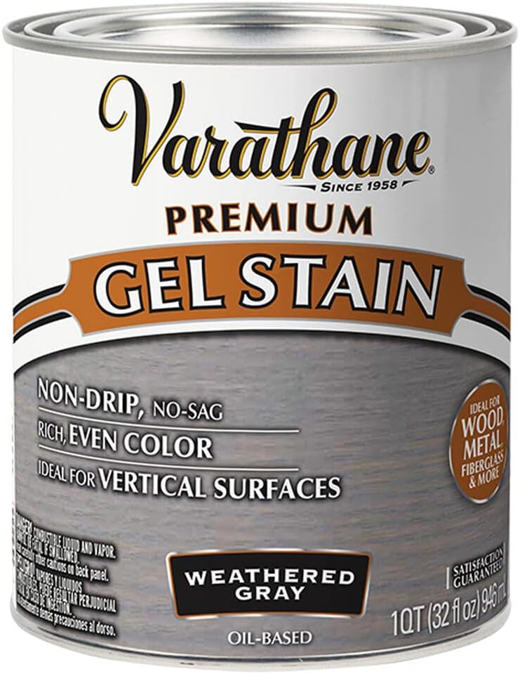 Varathane 358175 Premium Gel Stain, Quart, Weathered Gray