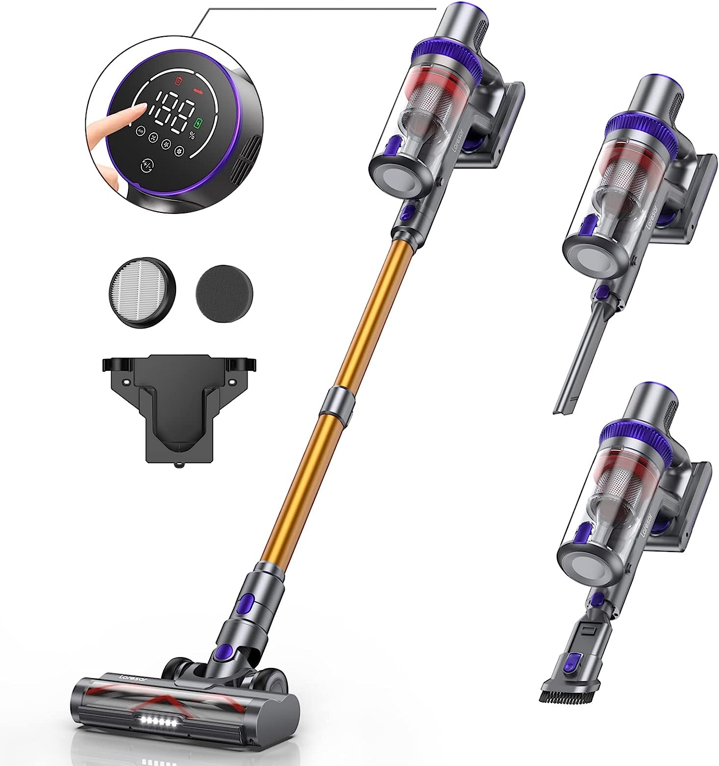 Laresar Cordless Vacuum Cleaner, 400W/33000pa Stick [...]