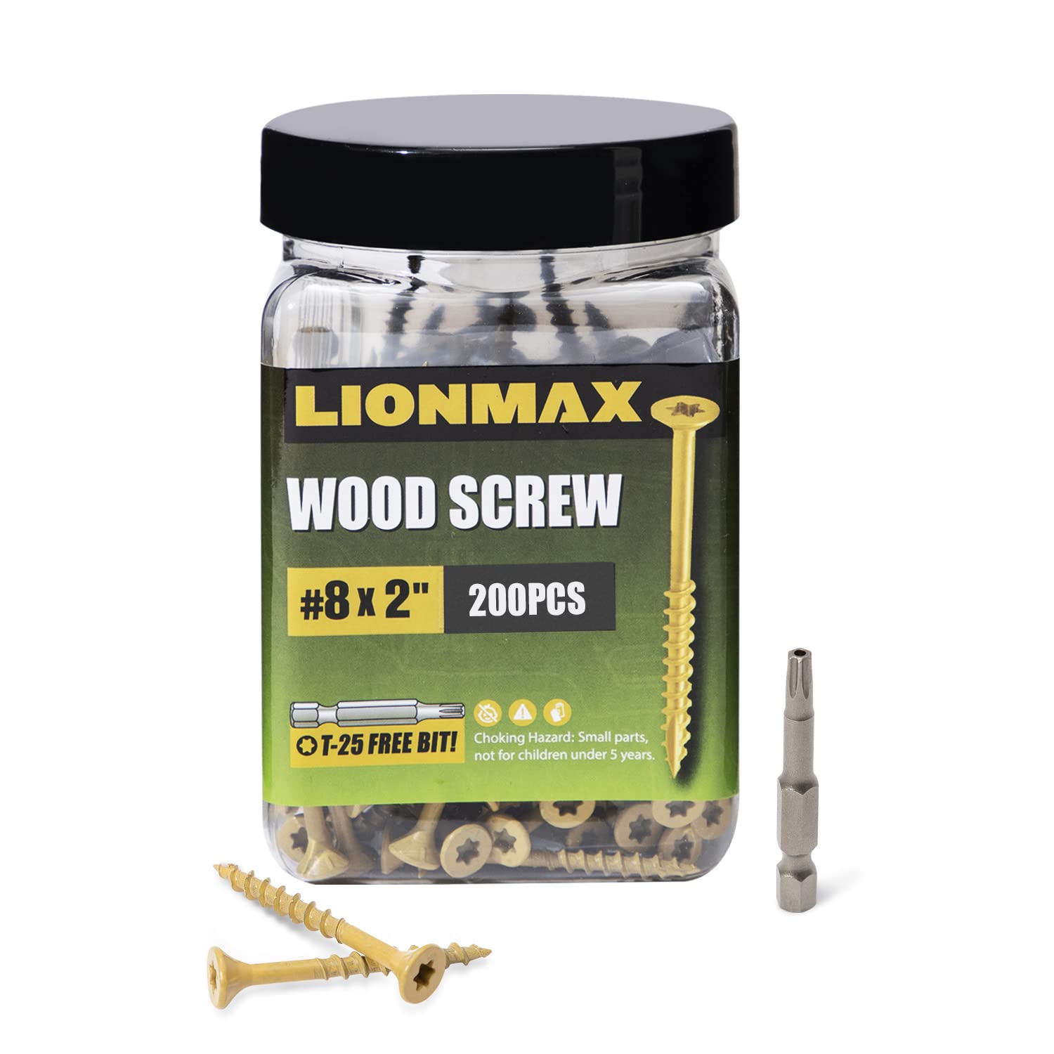 LIONMAX Wood Screws #8 x 2