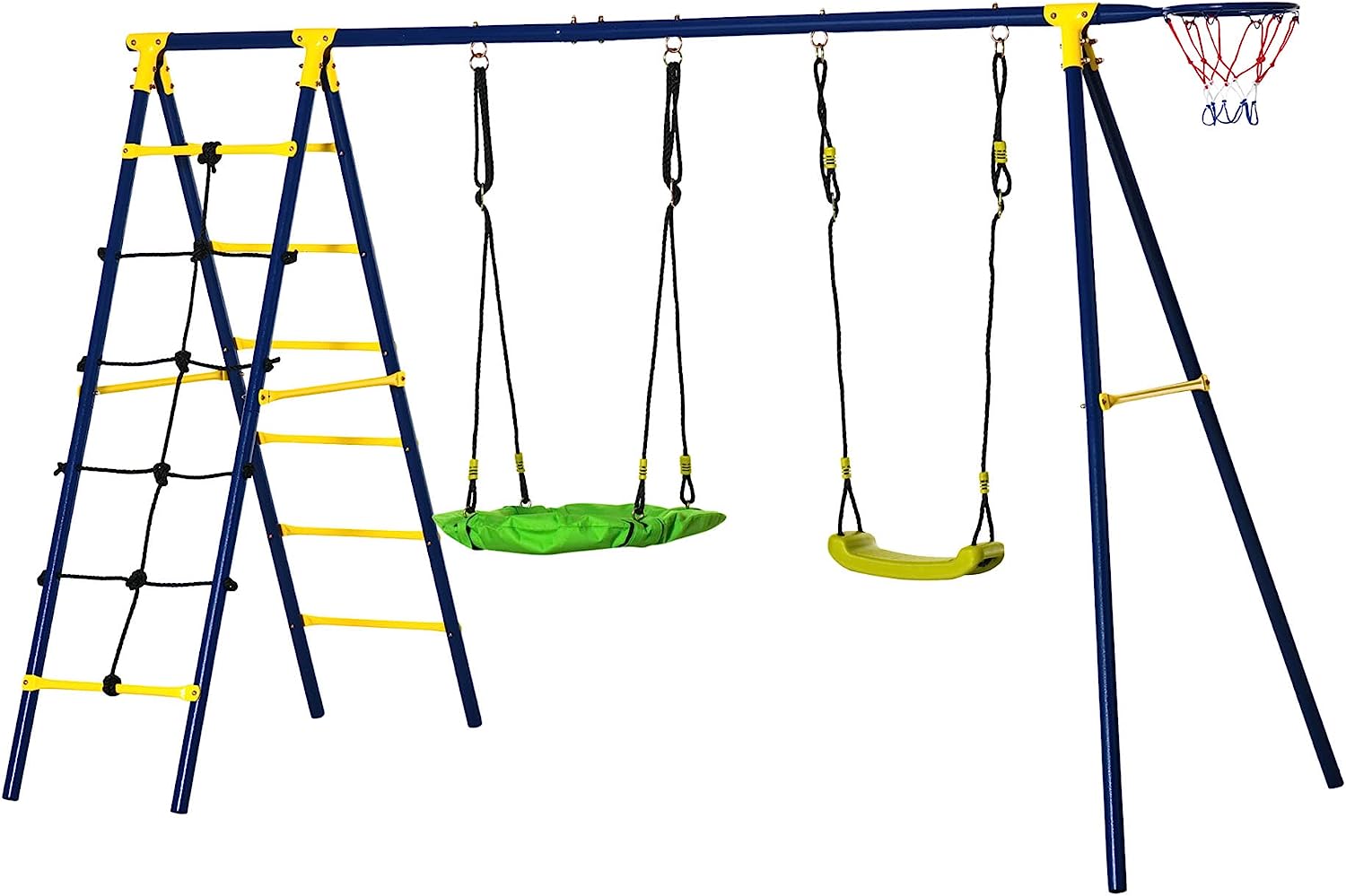 Outsunny Kids Metal Swing Set for Backyard, Outdoor [...]