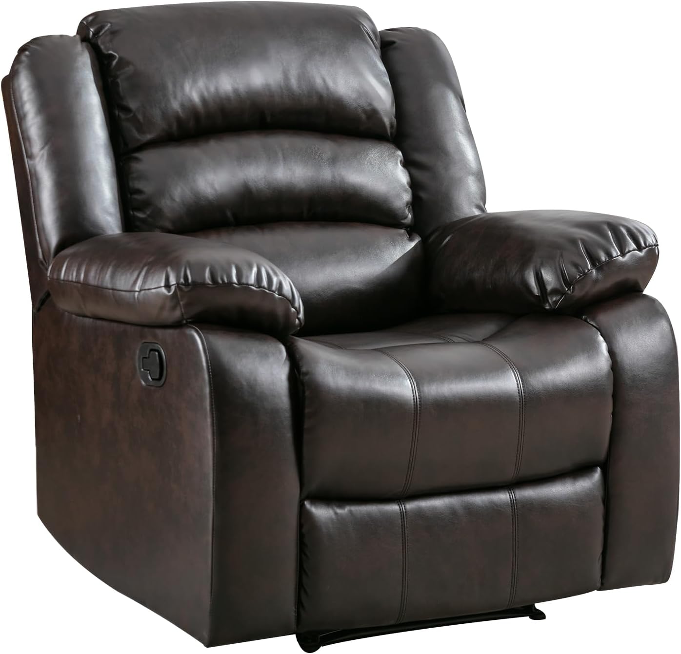 Phoenix Home PU Leather Manual Chair Recliner, Dark Brown