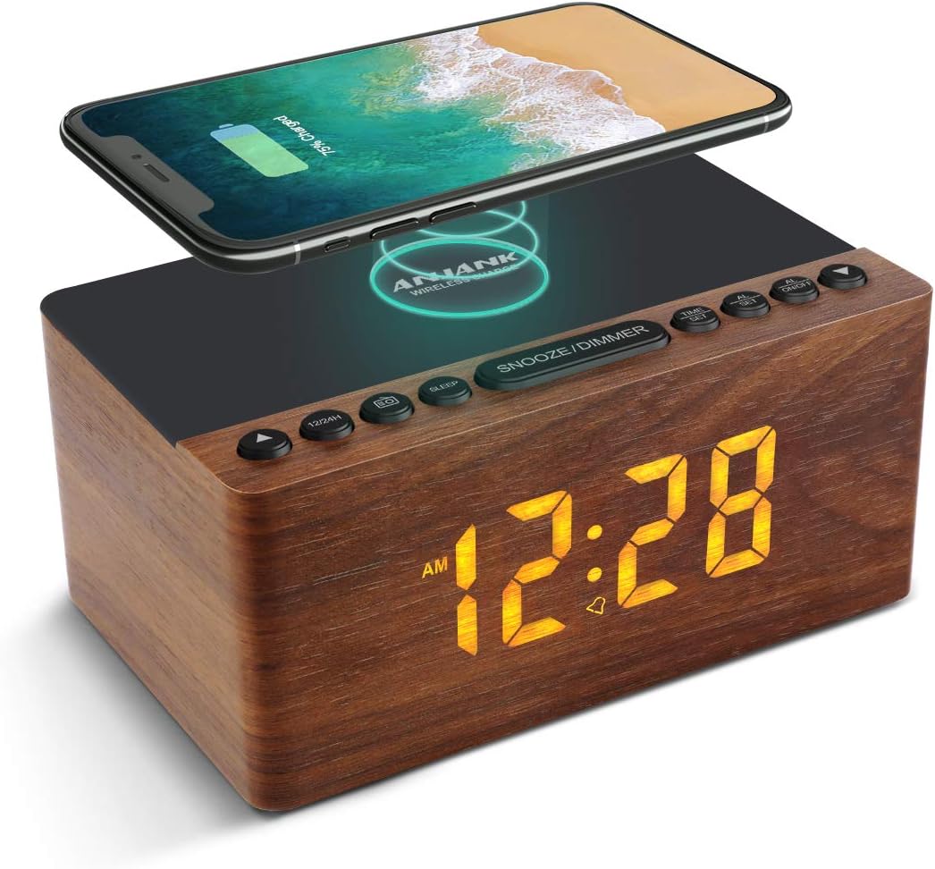 ANJANK Wooden Digital Alarm Clock FM Radio, Fast [...]