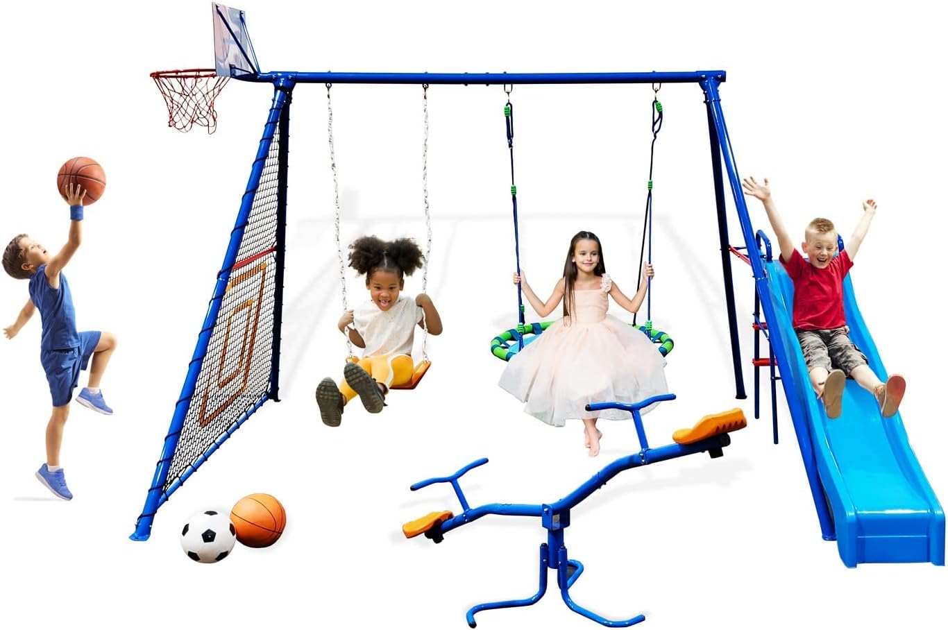 FITNESS REALITY KIDS 6 Station Swing Set with Slide