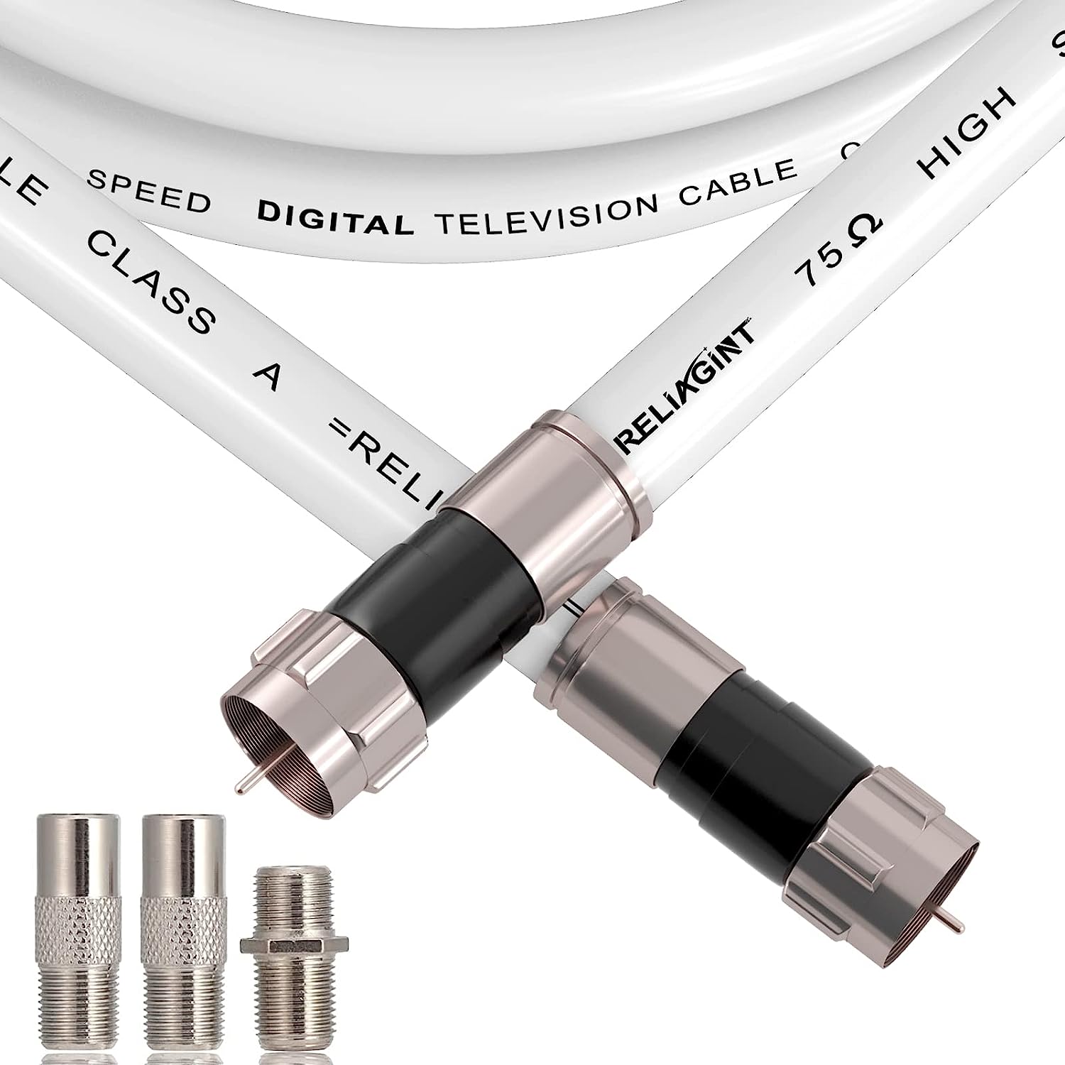 RELIAGINT 50ft White RG6 Coaxial Cable with F [...]