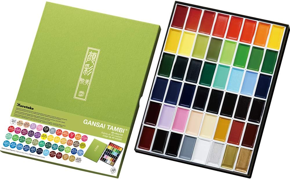 Kuretake GANSAI TAMBI 48 Colors Set, Watercolor Paint [...]