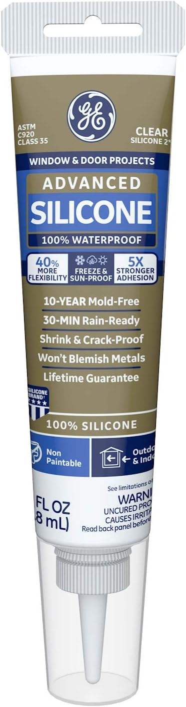 GE Advanced Silicone Window And Door Sealant Clear, 2.8 Oz.