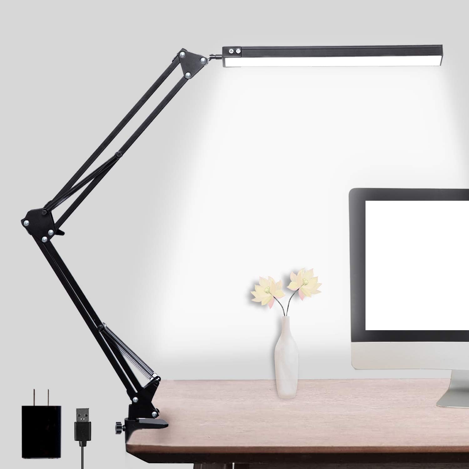 LED Desk Lamp, Adjustable Swing Arm Lamp with Clamp, [...]