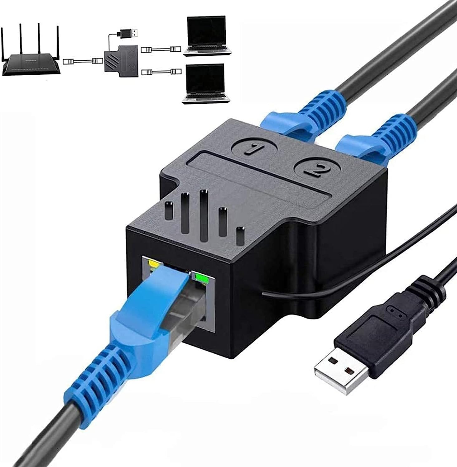 Maijiatie Ethernet Splitter 1 to 2 High Speed, 100Mbps [...]