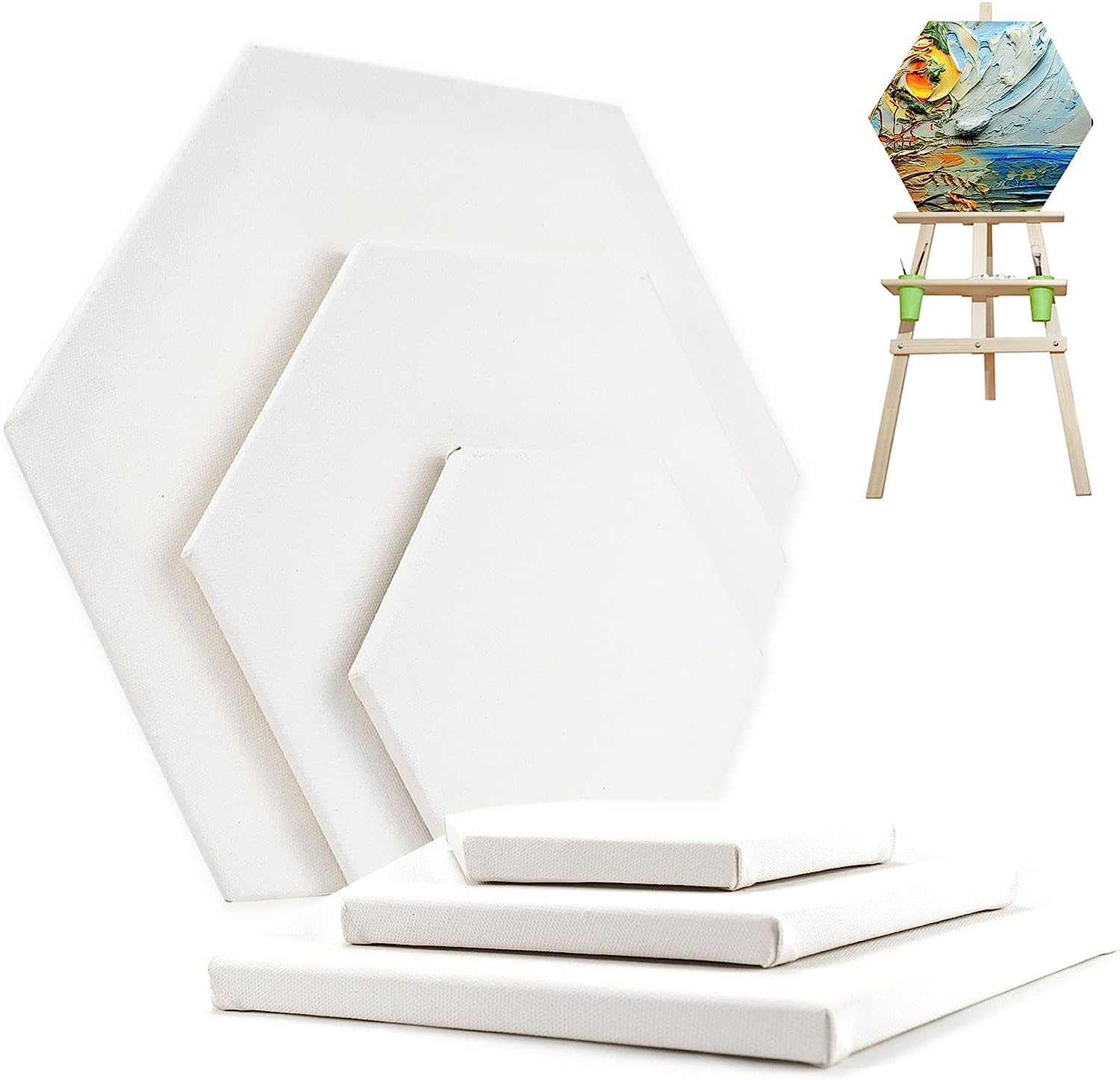 Hexagon Stretched Blank Canvas for Painting White [...]