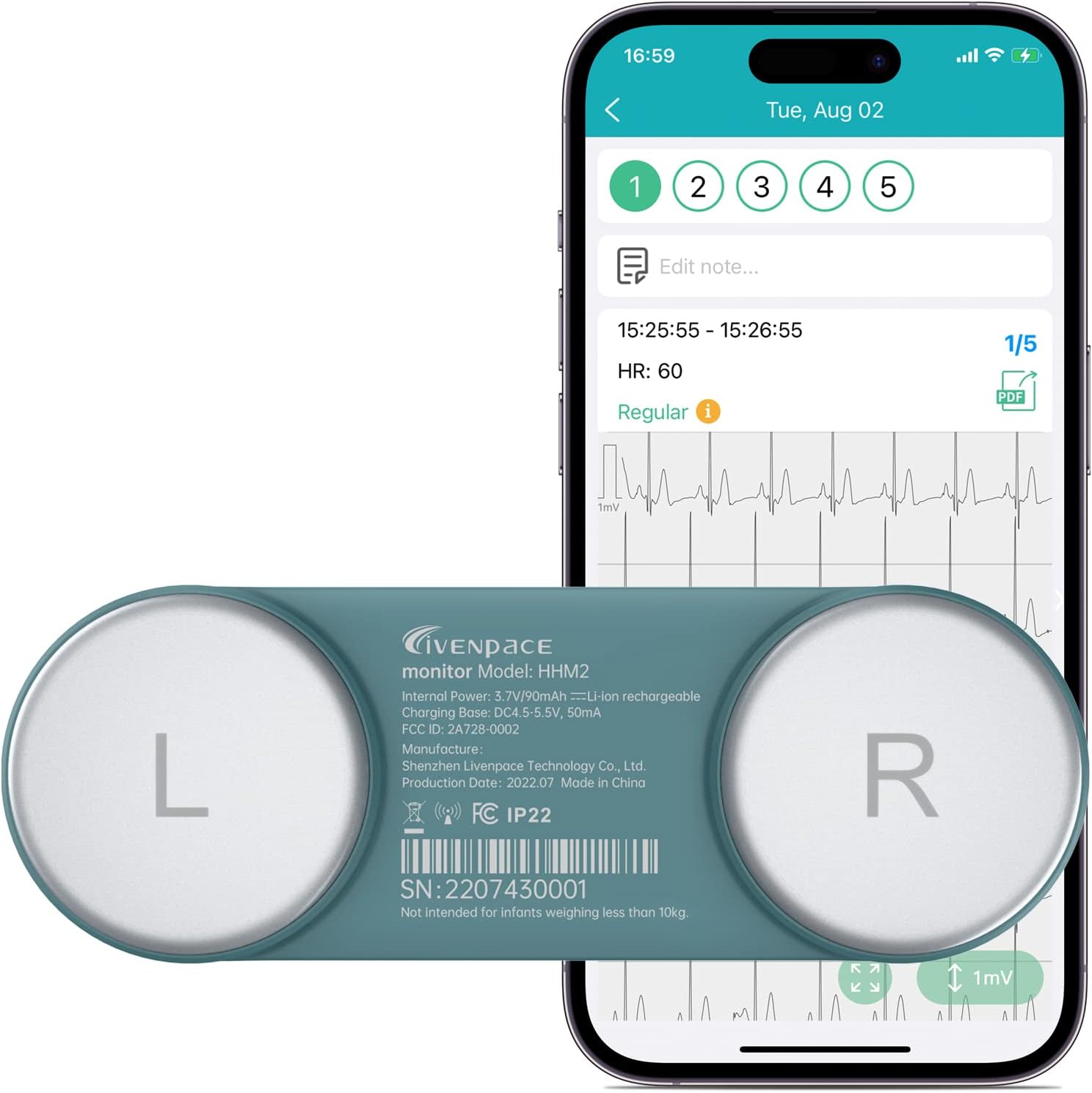Livenpace HR Monitoring Device, Personal Bluetooth [...]